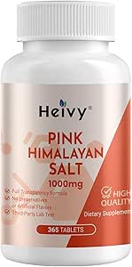 Heivy Pink Himalayan Salt Tablets 1000mg - Sodium Chloride 988mg, Non-GMO, Mineral-Rich Electrolyte Balance and Hydration, 365 Salt Tablets-Eectrolyte Supplement