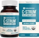 C-Strum® Organic Bovine Colostrum Supplement, 60% igG, First Milking, Grass Fed, Max Strength Colostrum Capsules from German Dairy Cows - Gut, Immunity, Skin & Hair Support (90 count)