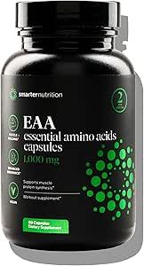 SMARTERNUTRITION Essential Amino Acids (EAA) Capsules - 1 Gram Per Serving of All 9 EAAs - Supports Muscle Mass & Exercise - Non-GMO, Vegan, Gluten Free - 60 Count[30-Day Supply]