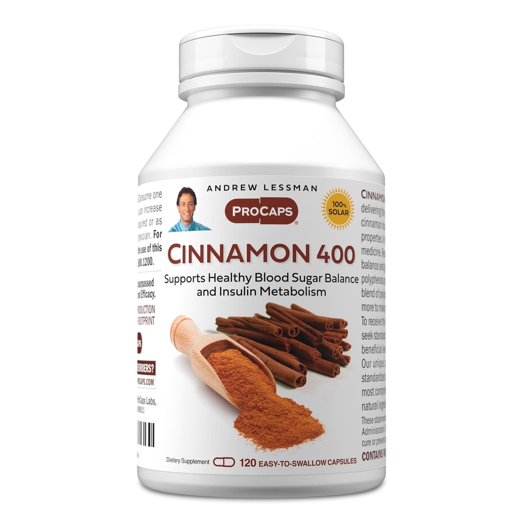 ANDREW LESSMAN Cinnamon 400mg - 120 Capsules - High Potency, Standardized Extract. No Additives. Small Easy to Swallow Capsules