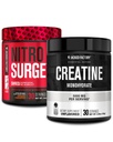 Jacked Factory NITROSURGE Shred Pre Workout Supplement (Orange Pineapple, 30 Servings) & Creatine Monohydrate Powder (Unflavored, 30 Servings)