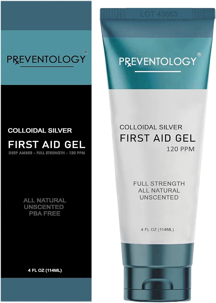 PREVENTOLOGY Colloidal Silver Gel - Full Strength Deep Amber 120 PPM για μέγιστη αποτελεσματικότητα - Χρήση Τοπικά όπως απαιτείται - pH Ισορροπημένο - 100% Φυσικό - (4 oz)