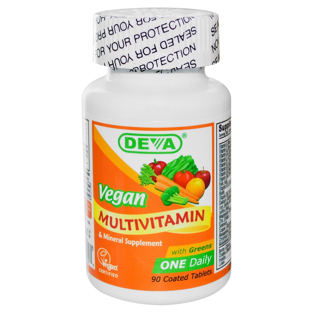 Deva Vegan Multivitamin and Mineral Supplement - Φόρμουλα μιας φοράς ανά ημέρα με πράσινο - Βιταμίνες A, C, D, E, B Complex, Υψηλής ισχύος διαμόρφωση για την καθημερινή υγεία και ευεξία - 90 Επικαλυμμένα δισκία, 1- Pack