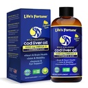 Life's Fortune Cod Liquid Organic Lemon Flavor (8 Oz) 1. 000 mg Omega + Βιταμίνη Α, Ε & D3 - Υποστηρίζει την Ανοσολογική Υγεία - 100% συμπλήρωμα ιχθυελαίου από Wild Ocean Cod-GMO Δωρεάν