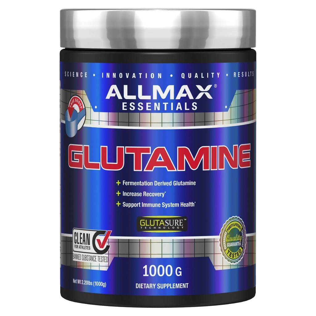 ALLMAX Διατροφή L - σκόνη γλουταμίνης, φόρμουλα αποκατάστασης μυών, χωρίς γλουτένη, Vegan, 1000 γραμμάρια