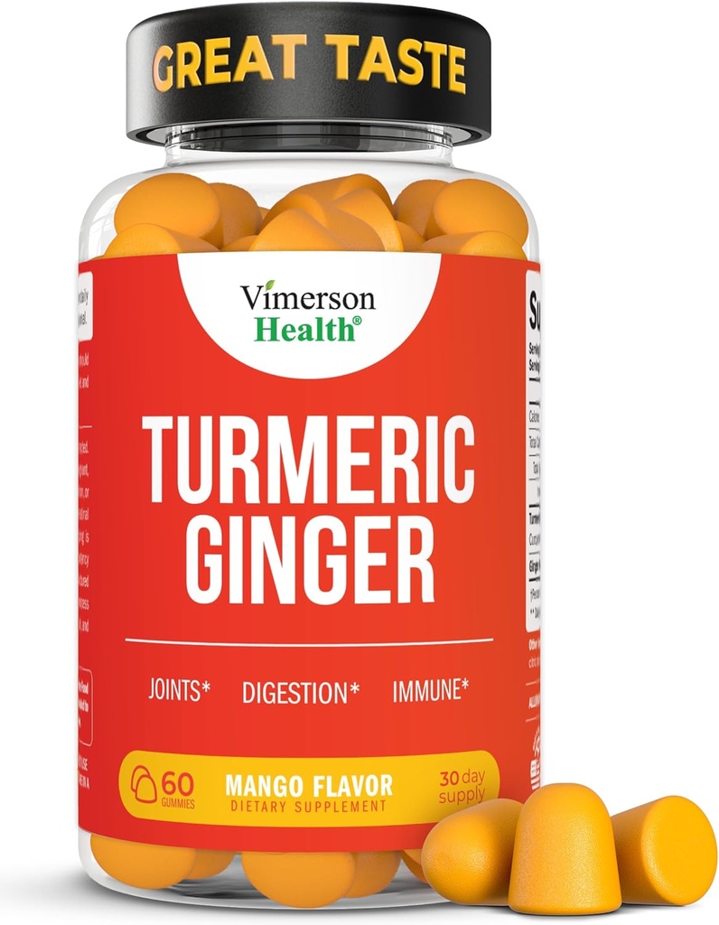 Turmeric Supplement - Curcumin C3 Complex + Ginger Root for Gut & Joint Health - Natural Turmeric Curcumin Supplement 95% Curcuminoids. Περιέχει 260mg Tumeric Extract. 60 Κουρκουμάς μάνγκο γεύσης