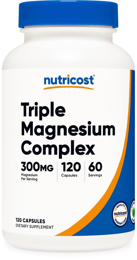 Nutricost Triple Magnesium Complex (300mg, 120 κάψουλες) - από το Di-Magnesium Malate, Bisglycinate και Κιτρικό, 60 Υπηρεσίες