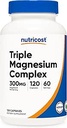 Nutricost Triple Magnesium Complex (300mg, 120 κάψουλες) - από το Di-Magnesium Malate, Bisglycinate και Κιτρικό, 60 Υπηρεσίες