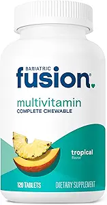 Bariatric Fusion Bariatric Multivitamin with Iron Complete Chewable | Tropical Flavor | Post Bariatric Vitamins for Gastric Bypass and Sleeve Gastrectomy | One Month Supply