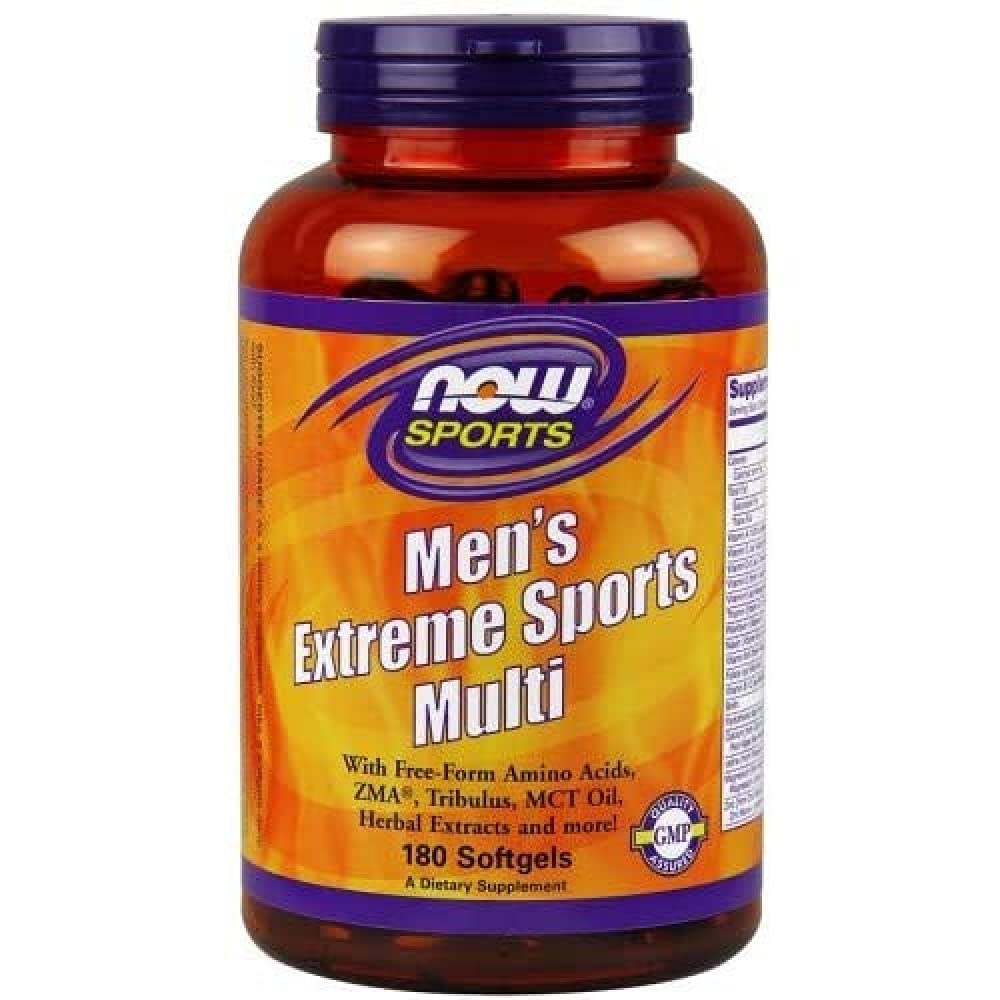 NOW Foods Sports Nutrition, Men's Extreme Sports Multi με Free-Form Amino Acids, ZMA®, Tribulus, MCT Oil, και Herbal Extracts, 180 Softgels