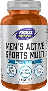 NOW Foods Sports Nutrition, Men's Extreme Sports Multi με Free-Form Amino Acids, ZMA®, Tribulus, MCT Oil, και Herbal Extracts, 180 Softgels