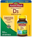 Φύση Φτιαγμένη βιταμίνη D-3 5000IU 220 Count Softgels
