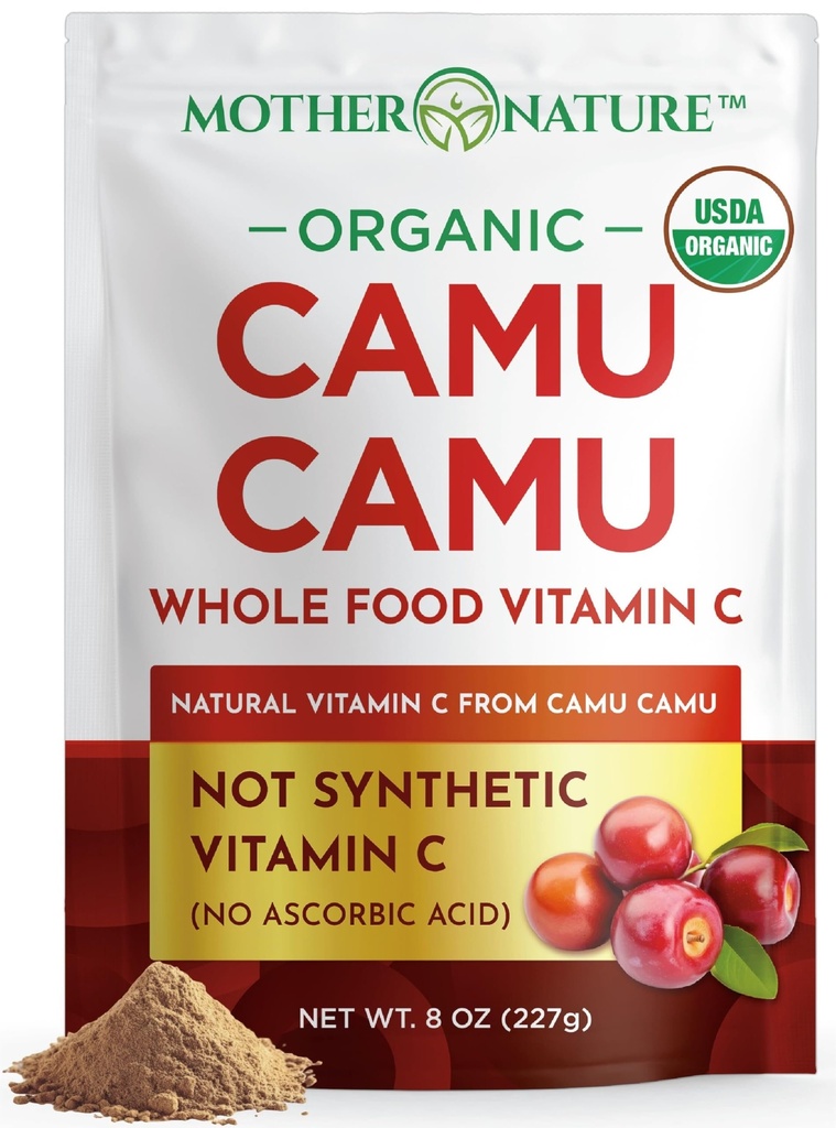 MNO Natural Vitamin C Powder from Organic Camu Camu Fruit | Whole Food Vitamin C, 8 oz (45 Servings), Vegan, Non-GMO, Immune Support