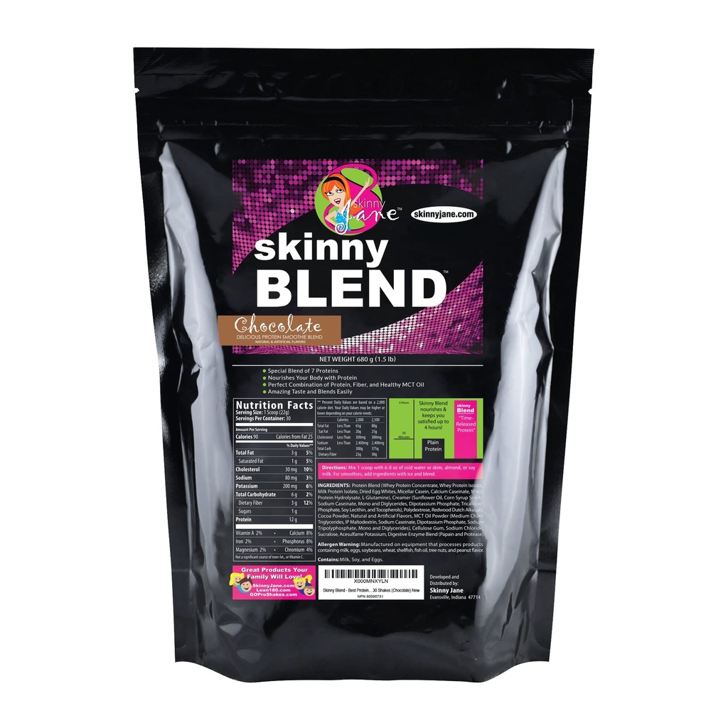 Skinny Blend - Καλύτερη γεύση υψηλής πρωτεΐνης Shake για τις γυναίκες - Ικανοποιώντας χαμηλή Carb Meal Replacement - Keto-Friendly Πρωινό ή σνακ - Healthy Smoothie - 30 Delicious Shakes - Σοκολάτα