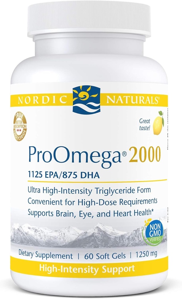 Σκανδιναβικά φυσικά ProOmega 2000, Λεμόνι Γεύση - 2150 mg Ωμέγα-3 - 60 μαλακά γέλη - Ultra High-Potency Fish Oil - EPA & DHA - Προάγει τον εγκέφαλο, το μάτι, την καρδιά, & την ανοσοποιητική υγεία - Μη-GMO - 30 Υπηρεσίες