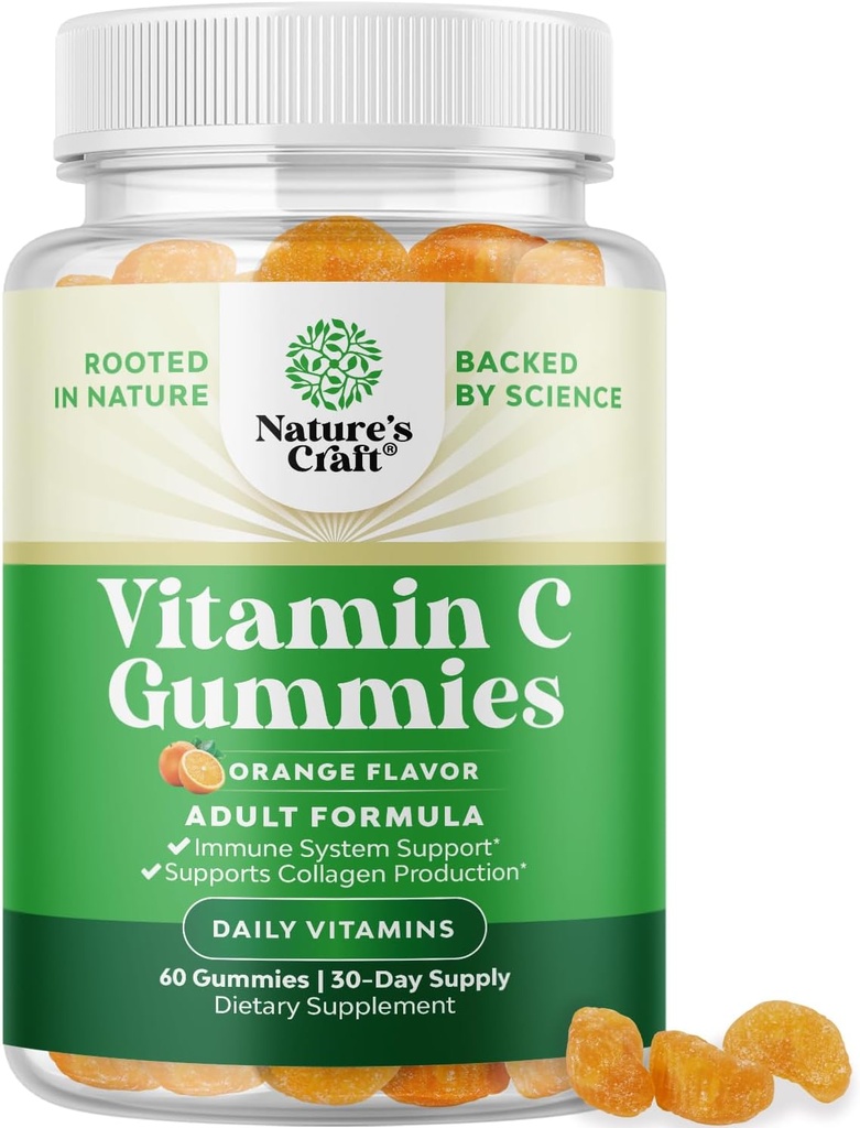 Μασώμενα Βιταμίνη C Gummies για ενήλικες - Halal Vitamin C Ανοσοποιητική υποστήριξη Gummies - Ασκορβικό οξύ Φυσικό Gummy Ανοσοποιητικό ενισχυτή για ενήλικες και φυσικά κρύο Remedy Gummy Βιταμίνες