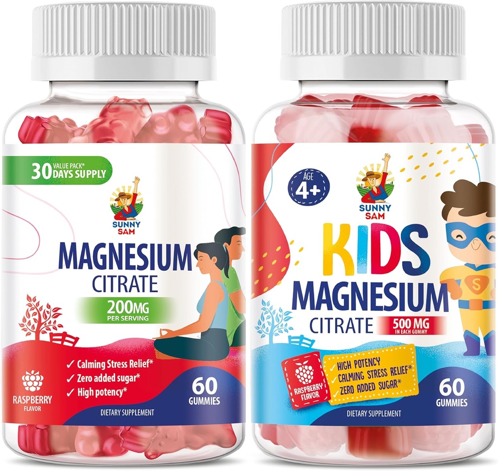 Magnesium Gummies for Kids & Adults - 500mg - Ήρεμες μάσες μαγνησίου - Magnesium Citrate Chewable Supplement for Mood & Muscle Support