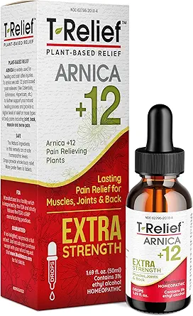 MediNatura T-Relif Extra Strength Oral Drops Arnica +12 Fast-Active Natural Relieving Actives for Back Neck Joint Muscle Hand & Foot Aches Pains & Soreness - 1,69 oz