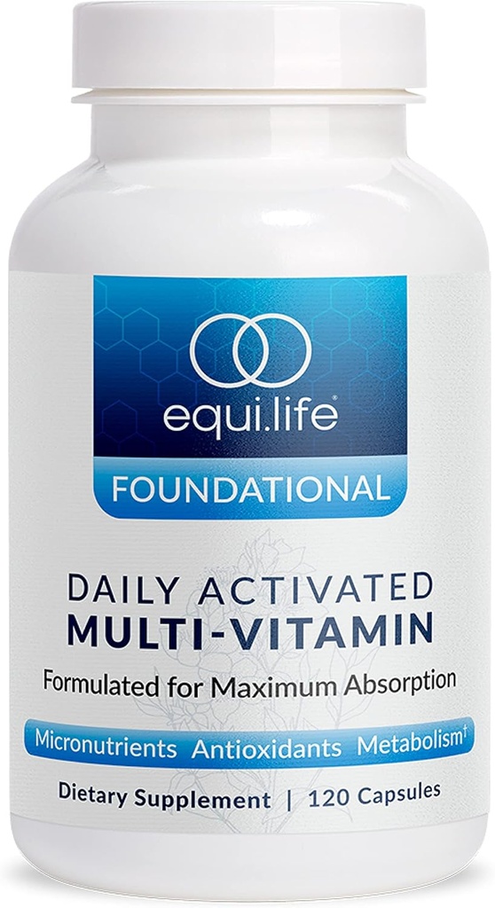 Equilife Καθημερινά ενεργοποιημένη πολυβιταμίνη, 21 Βασικά θρεπτικά συστατικά με B Complex, Αντιοξειδωτική Φόρμουλα για τη συνολική ευεξία, χωρίς γλουτένη, μη-GMO, 120 κάψουλες