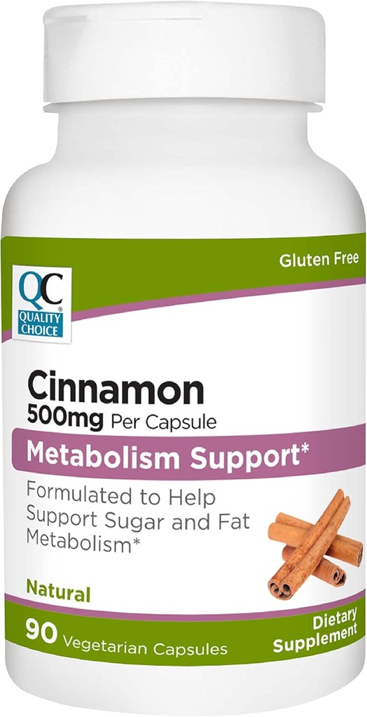 Quality Choice Cinnamon 500 mg Vegetarian Vitamin Supplement in 90 Count Bottles