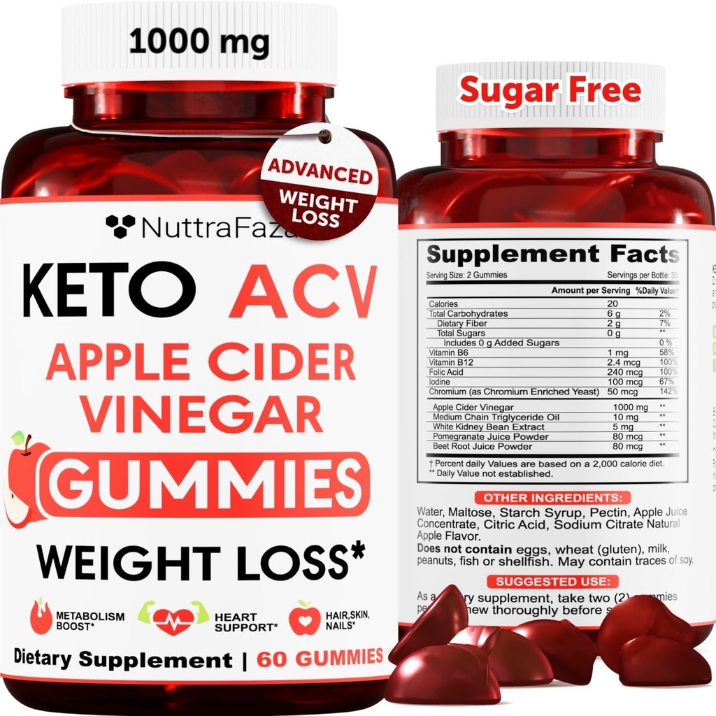 Keto ACV Gummies Advanced Weight Loss - ACV Keto Gummies για Απώλεια βάρους για γυναίκες και άνδρες - Keto Gummies συμπλήρωμα - Detox & Cleanse, Digetion - Μηλίτη Ξίδι - Apple Γεύση