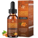 (2 Pack) Organic Turmeric Curcumin Supplement with Black Pepper and Ginger - Liquid Turmeric Extract Drops (with Cinnamon, Rosemary) - Mobility and Flexibility Support and Digestive Health - 1 Fl Oz