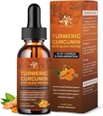 (2 Pack) Organic Turmeric Curcumin Supplement with Black Pepper and Ginger - Liquid Turmeric Extract Drops (with Cinnamon, Rosemary) - Mobility and Flexibility Support and Digestive Health - 1 Fl Oz