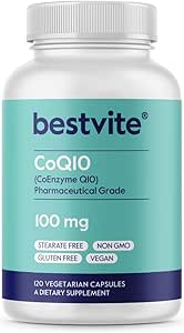 BESTVITE συνένζυμο CoQ10 100mg (120 κάψουλες χορτοφάγων) Φυσικώς ζυμωμένο - Χωρίς stearates - Χωρίς γέμιση - Vegan - μη ΓΤΟ - Χωρίς γλουτένη