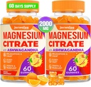 Μαγνήσιο Κιτρικό Gummies - Μαγνήσιο Κιτρικό με Ashwagandha & L-Θεανίνη, Υψηλή Απορρόφηση Ήρεμες Gummies, Μαγνήσιο Gummy για την ηρεμία, ανάπαυση, νεύρο, μυών, 120 κόμητες