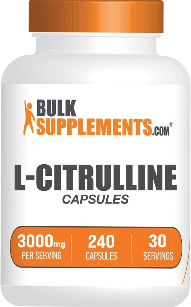 BulkSupplements.com L-Citrulline Κάψουλες - συμπλήρωμα κιτρουλίνης, L-Citrulline 3000mg Κάψουλες - χάπια κιτρουλίνης, Χωρίς γλουτένη - 8 κάψουλες ανά υπηρεσία, 240 κάψουλες (πακέτο του 1)