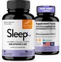 Sandhu's Sleep 60 κάψουλες –Non-Habit Forming 5-σε-1 συμπλήρωμα βοήθειας ύπνου με μελατονίνη, μαγνήσιο, GABA, L-Θεανίνη & 5-HTP