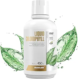Maxler Chlorophyl Liquid Natural Flavor - Εσωτερικό αποσμητικό για το σώμα Odor & Bad Breath Supplement - Vegan Liquid Chlorophyll - 132 mg χλωροφύλλης ανά 1 Σερβίρισμα (15 Σερβιέτες) - 15,2 fl oz