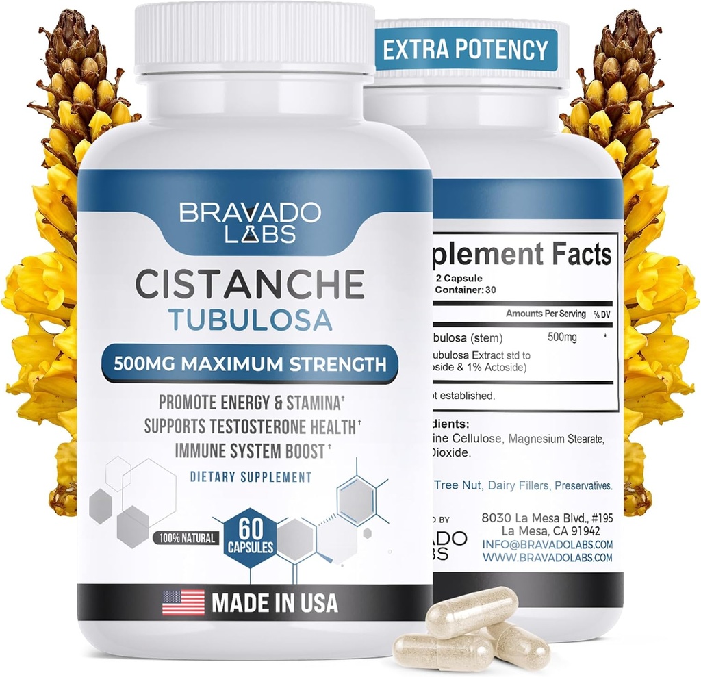 Cistanche Tubulosa συμπλήρωμα Ανδρών 500 mg - Testosterone Booster για τους άνδρες - προάγει τη δύναμη, διάθεση, ενέργεια, εστίαση, υποστήριξη ορμονών - Cistanche Tubulosa Extract σκόνη - 60 ct