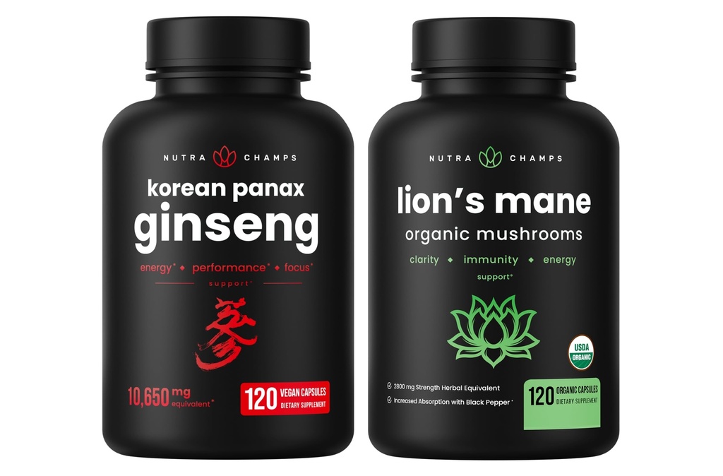 NutraChamps Korean Ginseng Κάψουλες και Lions Mane Κάψουλες 2 τεμ.