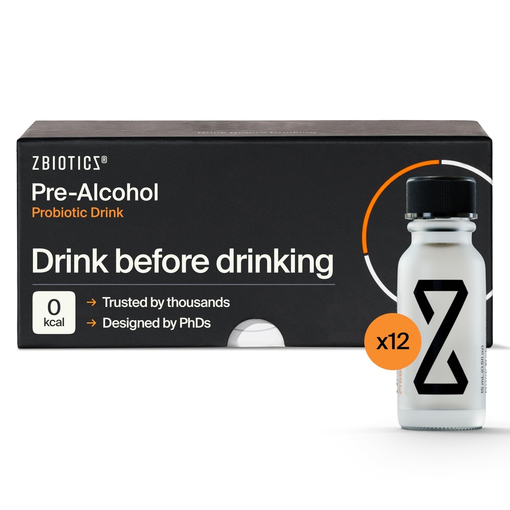 ZBiotics — Αισθανθείτε καλύτερα μετά το ποτό, αφύπνιση ανανεωμένη, επιστήμη-backed, πατενταρισμένο Probiotic για ευκολότερα πρωινά, Travel-Friendly, 12-Pack των 0.5 Fl Oz μπουκάλια