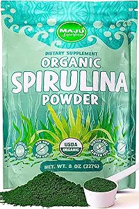 MAJU's Organic Spirulina Powder (2 Pound), Dark Rich Green, Non-Irradiated, Non-GMO, Vegan, Gluten-Free, Jumbo Size