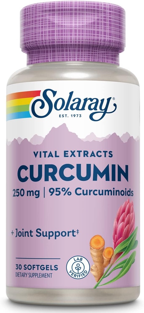 SOLARAY Super Bio Curcumin 250mg | Turmeric Root Extract, 95% Curcuminoids | Healthy Joint Support & More | 30 Softgels
