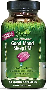 Irwin Naturals Good Mood Sleep PM - 54 Liquid Soft-Gels - με μελατονίνη και L-Θεανίνη για ξεκούραση και χαλάρωση - 18 Σύνολο εξυπηρετήσεων