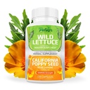 Parker Naturals Wild Leutce Extract & California συμπλήρωμα σπόρων παπαρούνας, 2 τρόποι Premium δύναμη συμπλήρωμα βοτάνων για υγιή ύπνο & ανακούφιση υποστήριξη, 120 κάψουλες