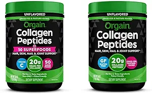Orgain Hydrolyzed Collagen Powder + 50 Organic Superfoods, 20g Grass Fed Collagen Peptides & Hydrolyzed Collagen Peptides Peptides Powder, 20g Grass Fed Collagen - Μαλλιά, Δέρμα, Καρφί & Joint