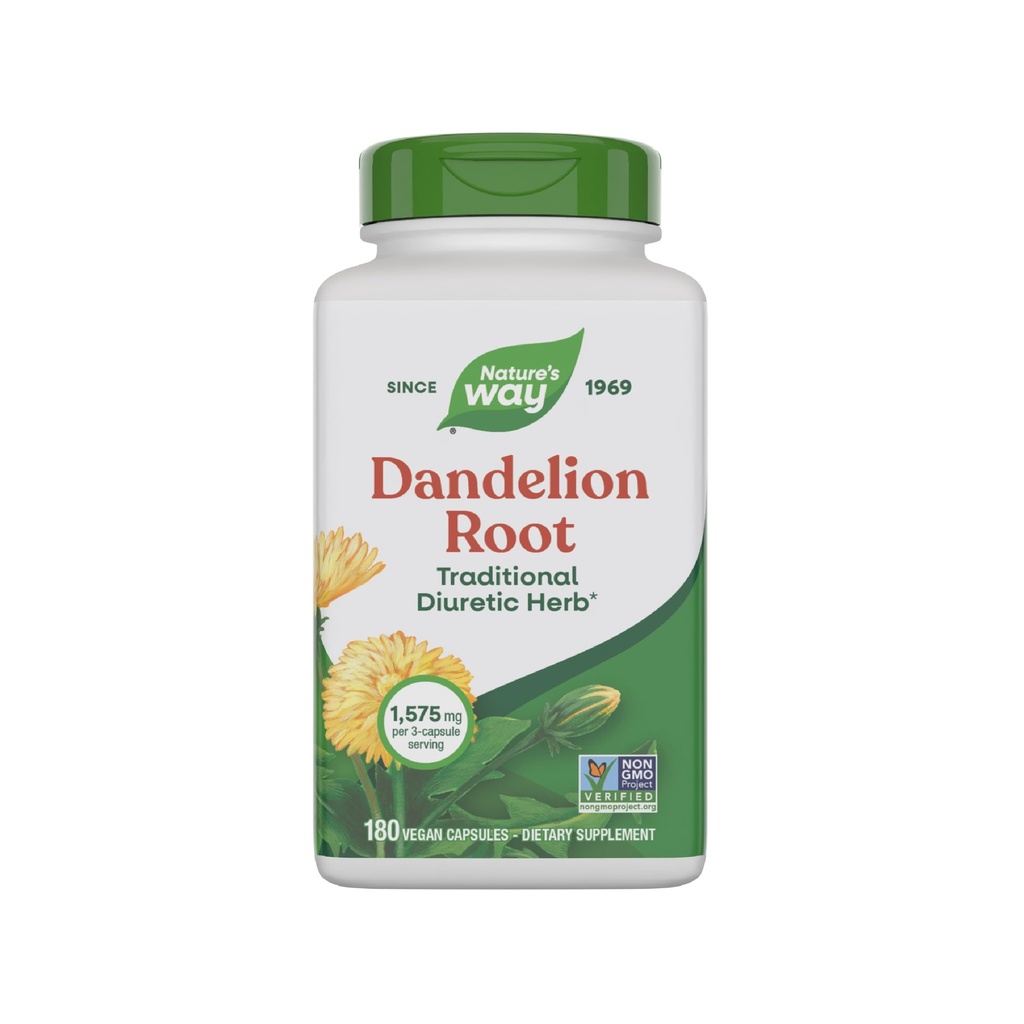 Nature's Way Dandelion Root, Traditional Diuretic Herb*, Παραδοσιακά χρησιμοποιείται στην Soothe Digestive Upset*, Vegan, 180 κάψουλες (Packaging May Vary)