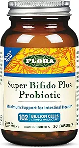 Flora Super Bifido Plus 102 δισεκατομμύρια CFU, Ακατέργαστα Προβιοτικά για Άνδρες & Γυναίκες, Bifidobacterium, Lactobacillus, Digetion, IBS, ανοσοποιητικό σύστημα, Συμπληρώματα Ισορροπίας Εντέρου - 30 Κάψουλες Χορτοφαγικής