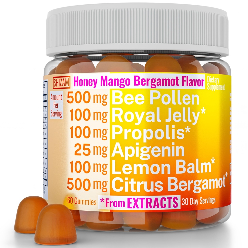 Bee Pollen Apigenin Citrus Bergamot Gummies w Organic Propolis Royal Jelly Honey Ballm Extract, συμπλήρωμα για άνδρες παιδιά, σταγόνες βάμμα σκόνης κάψουλες βότανα Alt, Pollan Polen