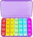 Odaro Weekly Pill Organizer 4 φορές την ημέρα, Daily Pill Box 7 ημέρα, μεγάλη υπόθεση ταξιδιού χάπια με 28 διαμέρισμα για να κρατήσει ιατρική, βιταμίνη και συμπλήρωμα - μωβ περίπτωση