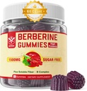 Berberine Supplement 1500mg with Soluble Fiber, B1, B3 & B6, Sugar Free Berberine HCL Gummies, High Bioavailability AMPK Activitor for Mętâbõlism Balanced, Daily Digestive & Body Mânâgęmęnt, 60 Cts