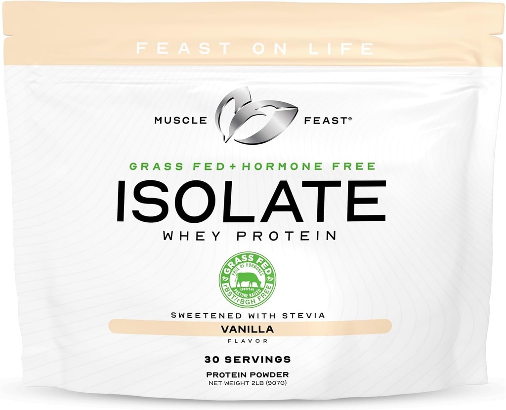 Μύες Fast Grass-Fed Πρωτεΐνες Whey Isolate, Όλα τα φυσικά ορμονών Δωρεάν Ζυμαρικά, Whey Isolate Πρωτεΐνη Σκόνη για άνδρες και γυναίκες, Καθαρό, χωρίς γλουτένη, Delicious Isolate Πρωτεΐνη - Βανίλια, 2lb