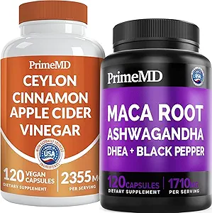 5-σε-1 Ceylon Cinnamon w Apple Cider Vinegar, Turmeric, & Ginseng Root (120ct) & 6-σε-1 Maca Root Ashwagandha w DHEA & Black Pepper Fruit (120ct) Bundle - Ενέργεια, Mood, & ανοσοποιητικό συμπλήρωμα υποστήριξης