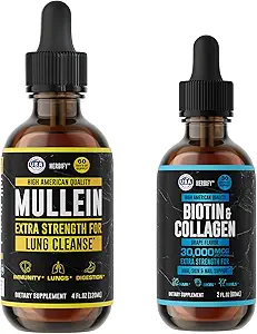 HERBIFY Bundle - Mullein Leaf Extract & Biotin και Collagen - Αναπνευστική υποστήριξη & δέρμα μαλλιών και τα νύχια Βιταμίνες Υποστήριξη