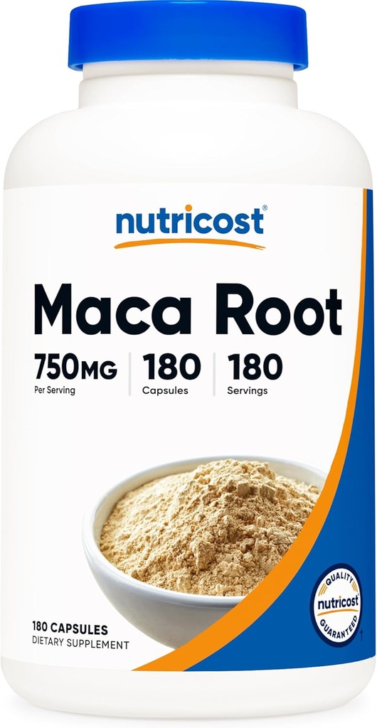 Nutricost Κάψουλες ρίζας Maca (Lepidium meyenii) 750mg, 180 κάψουλες, 180 εξυπηρετούν