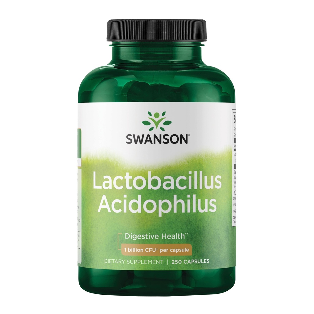 Swanson Lactobacillus Acidophilus - Προβιοτικό συμπλήρωμα που υποστηρίζει την Digestive Υγεία με 1 δις CFU ανά κάψουλα - προωθεί την υγεία του Bowel και GI Tract - (250 κάψουλες)